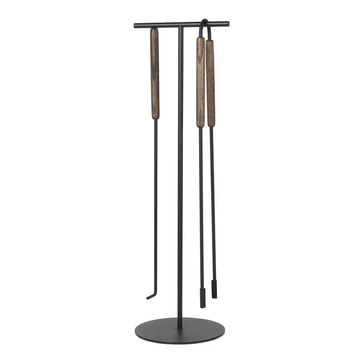 Blomus - Ensemble d'ustensiles de cheminée « Ashi », 3 pièces, chêne / marron