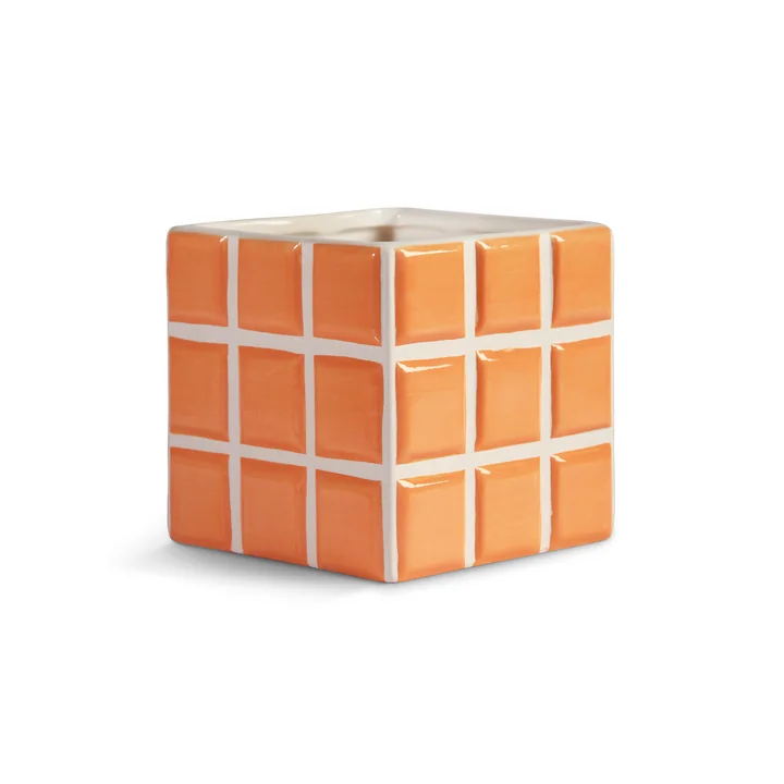 & klevering - Pot de fleurs « Tile », 10,5 x 10,5 cm, couleur pêche