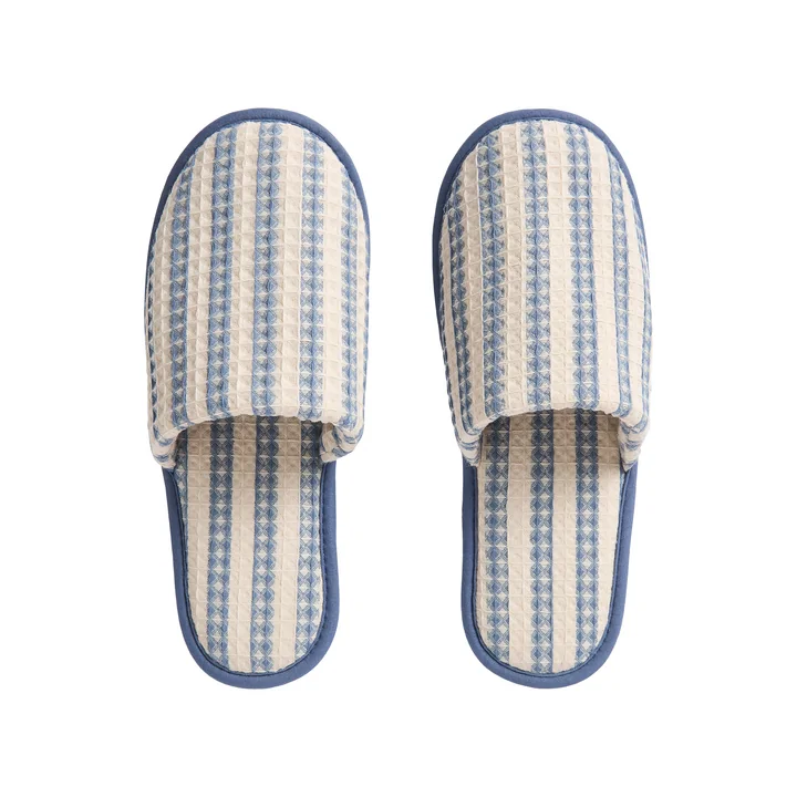 HAY - Chaussons « Waffle », rayés bleu poussiéreux