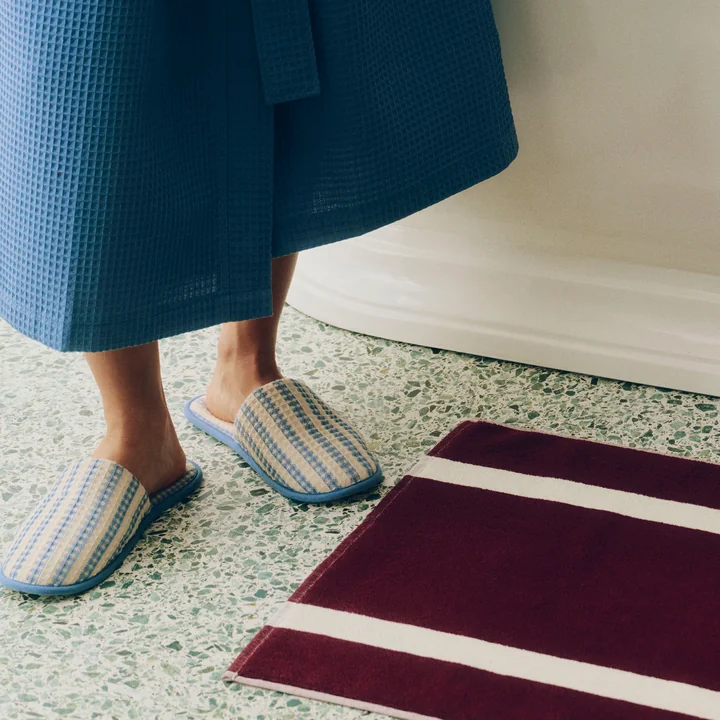 HAY - Chaussons « Waffle », rayés bleu poussiéreux