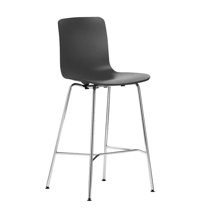 Vitra - Tabouret de bar Hal RE, taille moyenne, noir intense / chrome / patins en feutre pour moquette