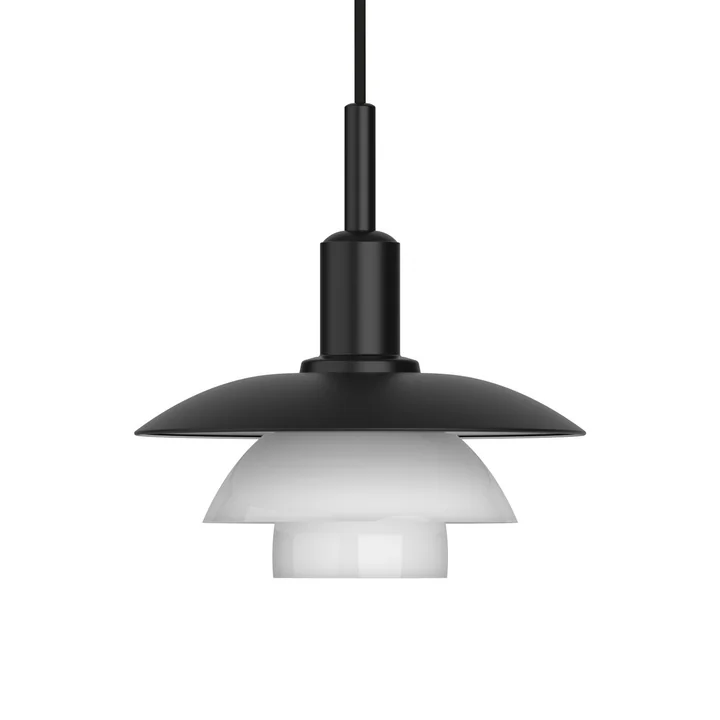 PH 3/3 Suspension, aluminium noir / verre opale de Louis Poulsen