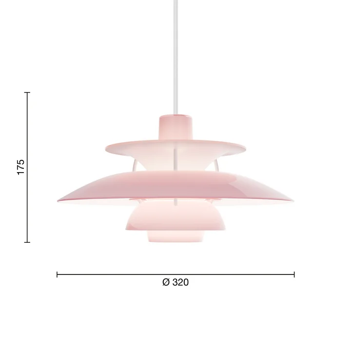 Louis Poulsen - PH 5 320 Opal Suspension, opal rose pâle