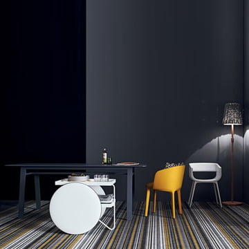 Casamania - Chariot Desserte à roues, blanc