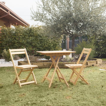 Marian Wooden Chair et Robin 70 Table en bois par Fiam