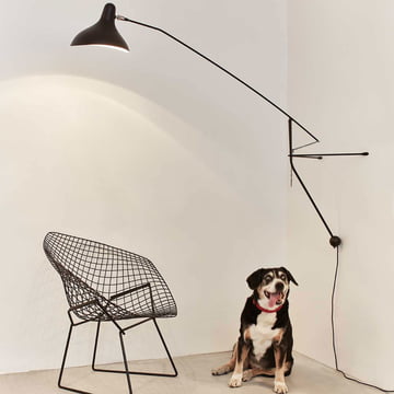 Lampe murale Mantis BS2 de DCW au-dessus de la chaise de lecture