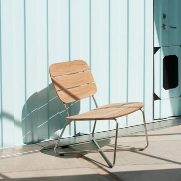 Lilium Lounge Chair, teck / acier inoxydable de Skagerak