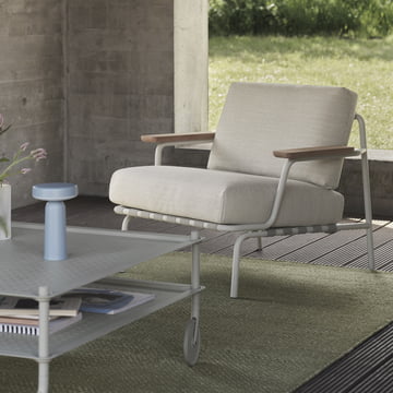 Muuto - Settle Outdoor Lounge Chair, gris / gris (tissu Laze 1)