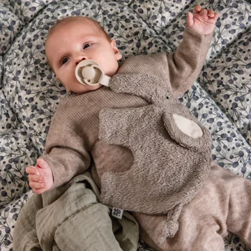 Sebra - Doudou et attache-sucette, éléphant, gris