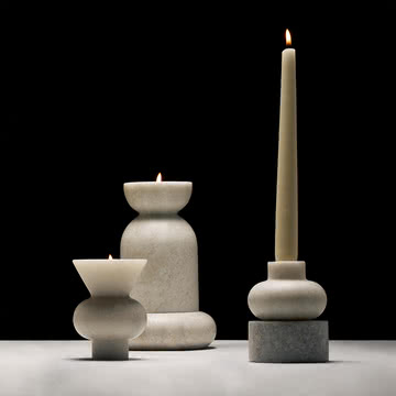 Tom Dixon - Stone Stacking Bougeoir, H 36 cm, blanc