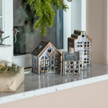 Bloomingville - Kalia Porte-bougies à réchaud, brun (set de 3)