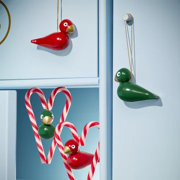 Kay Bojesen - Décorations de Noël pour oiseaux, rouge / vert (set de 2)