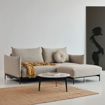 Innovation Living - Malloy Ottomane, noir / naturel (579 Kenya Gravel )