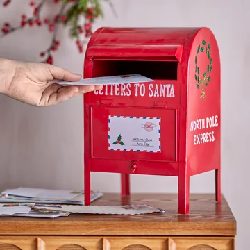 Bloomingville - Carlo Boîte aux lettres Décoration de Noël, rouge