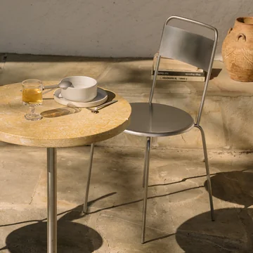 Frama - Chaise Petit Rond, acier inoxydable brossé