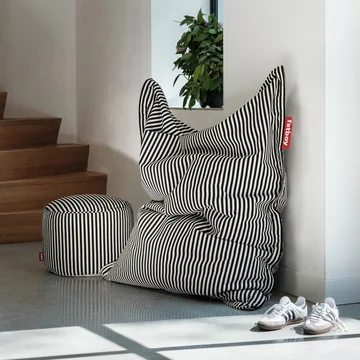 Fatboy - Pouf Original Slim Terry, noir / crème