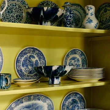 HKliving - Plat de service avec pied, Ø 26 cm, indigo