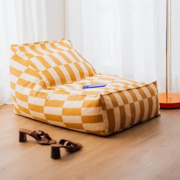 Nobodinoz - Vibes Long Pouf (pour adultes), mustard and sand tiles
