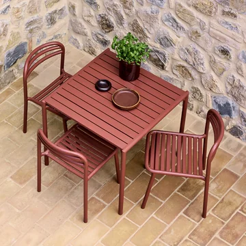 Cane-line - Bliss Table et chaises, rouge désert