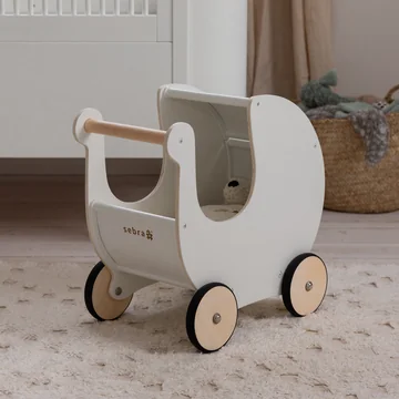 Sebra - Poussette pour poupées en bois, classic white