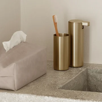 Blomus - Distributeur de savon et verre à brosse à dents « Modo », en laiton