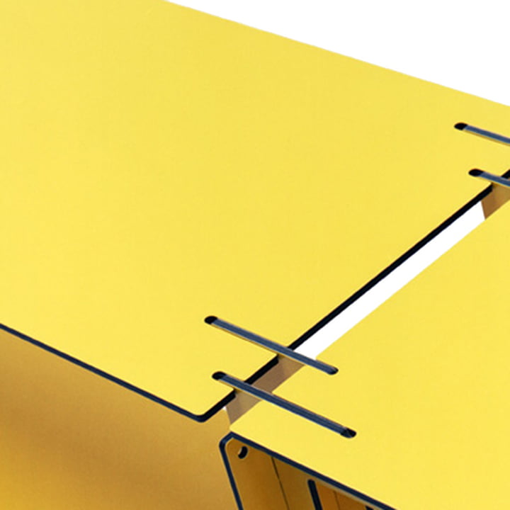 Plattenbau Système étagères à emboiter, vue détaillée, jaune