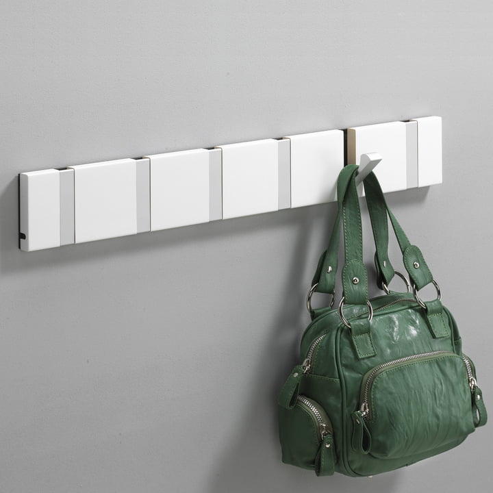 LoCa - Portemanteau Knax 6 patères, blanc, aluminium