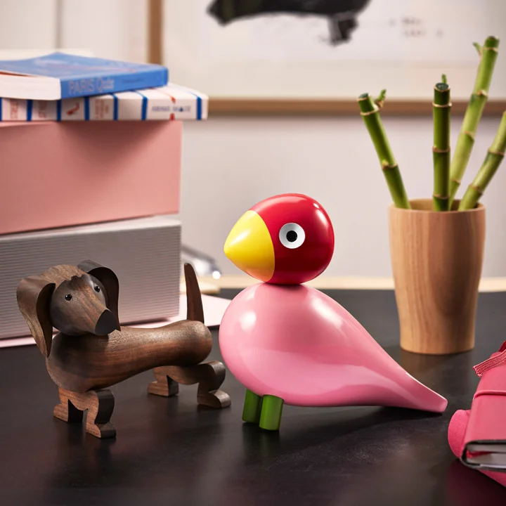Oiseau chanteur et chien en bois de Kay Bojesen