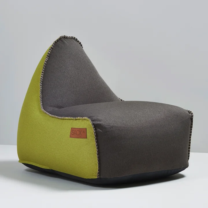 Sack it - Retro it Pouf d'intérieur, brun / citron vert