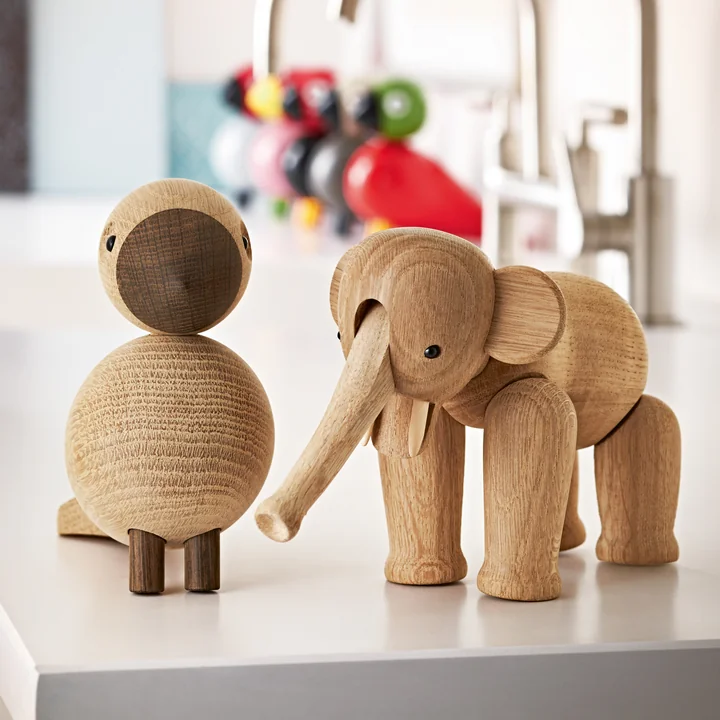 Éléphant en bois et oiseau chanteur de Kay Bojesen