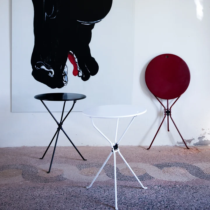 Zanotta - Table d'appoint Cumano, noir, blanc, rouge