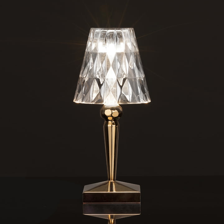 Kartell - Battery Lampe de chevet en verre transparent avec support métallique