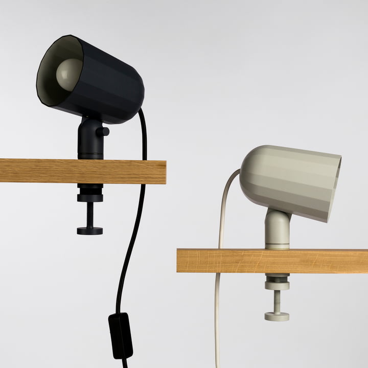 Lampe moderne à pince en gris et Off-White