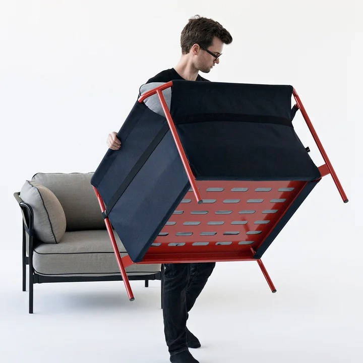 Fauteuil en toile rouge / Toile bleue / Toile grise par HAY