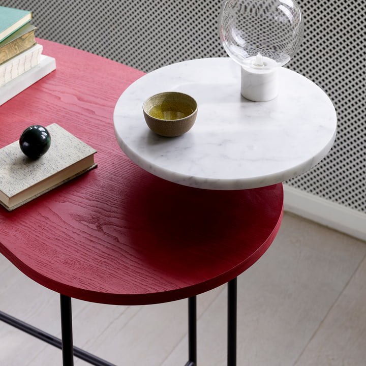 Le & tradition - Table à palette - JH9 en frêne rouge / Bianco Carrara