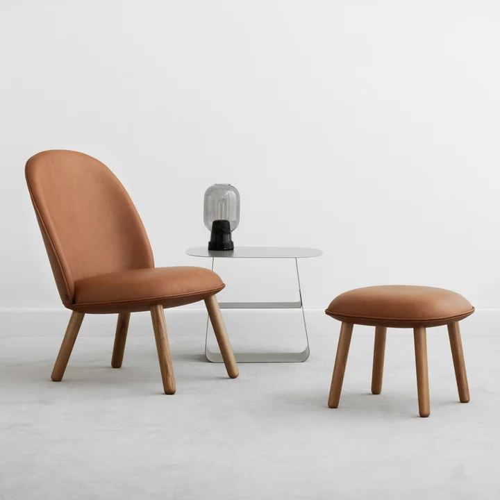 Tabouret et chaise longue Ace Tango Cuir avec ampoule par Normann Copenhagen