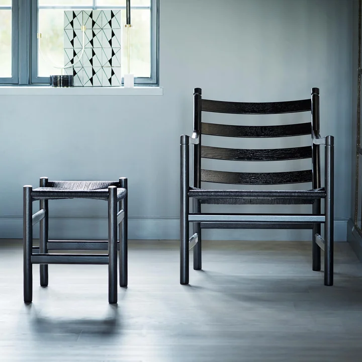 Le Carl Hansen - CH53 Tabouret en chêne savonné avec tressage naturel