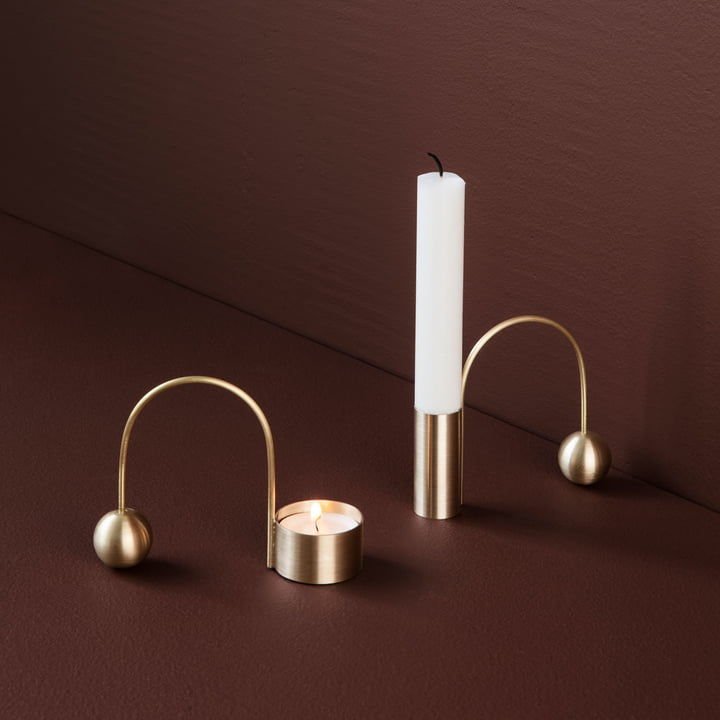 Porte-bougie et bougeoir Balance par fermentation Living in Brass