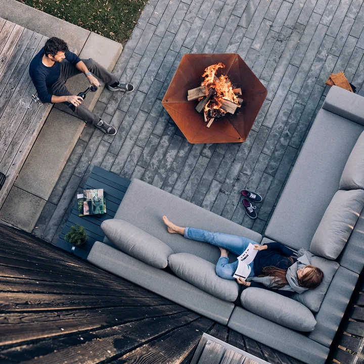 Le brasero Triple de höfats, ambiance.