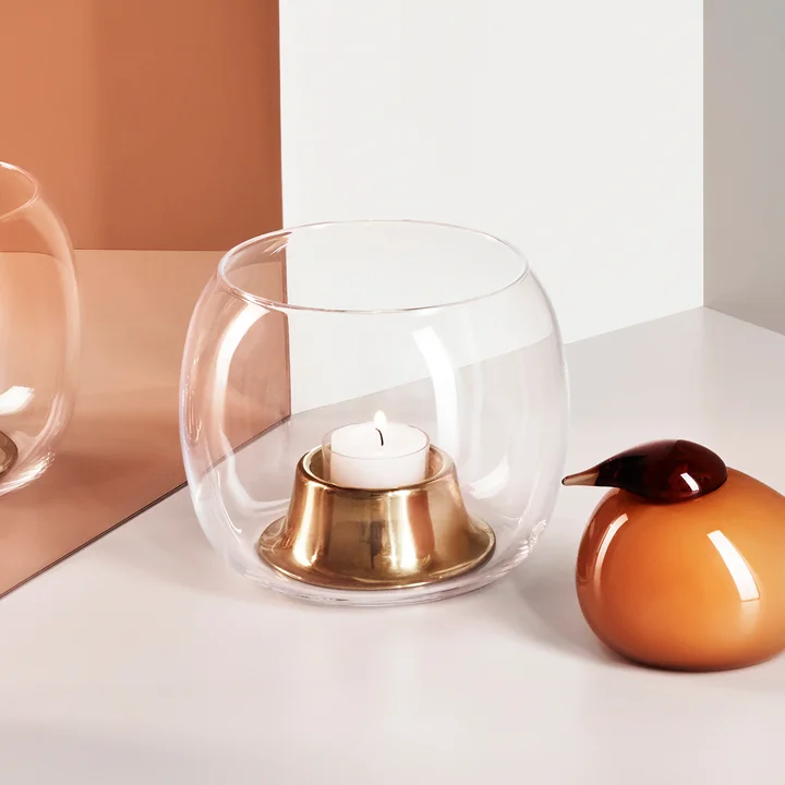 Le Iittala - Porte-bougie Kaasa 141 x 115 mm, or clair / rose