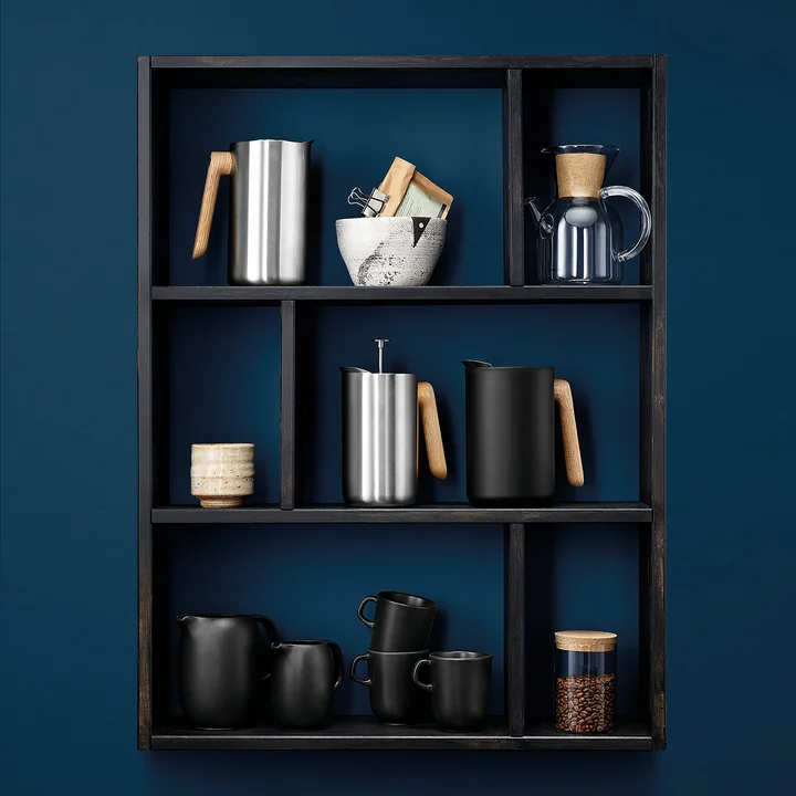 Pichet filtre-presse de cuisine nordique 1 l par Eva Solo en acier inoxydable / chêne