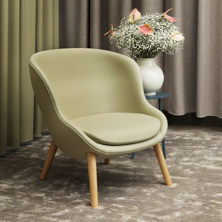 Hyg Lounge Chair Low by Normann Copenhagen - chêne / vert (Synergy LDS23)