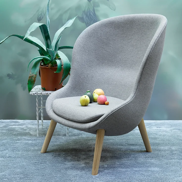 Hyg Lounge Chair High by Normann Copenhagen - chêne / gris (Lin MLF26)