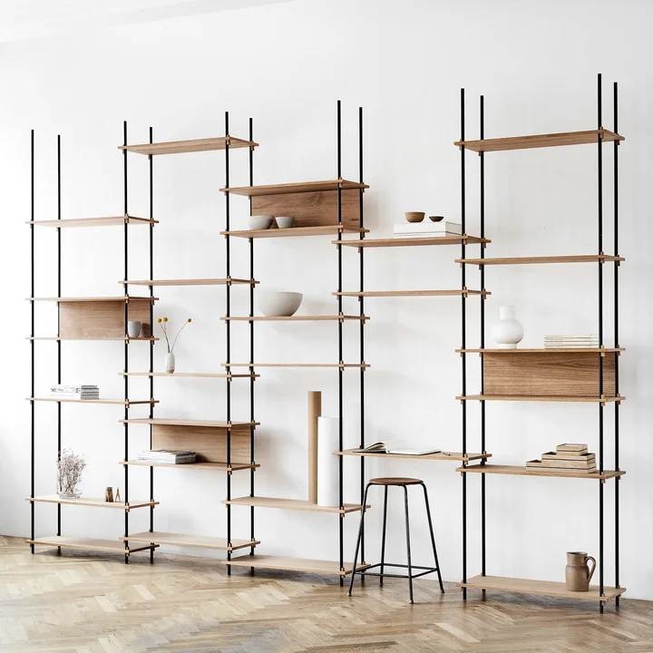 Shelving System de Moebe - Tall Single, chêne huilé