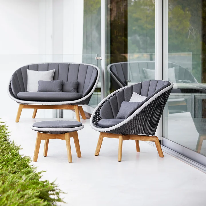 Peacock Lounge Fauteuil (5458) de Cane-line en teck / gris clair