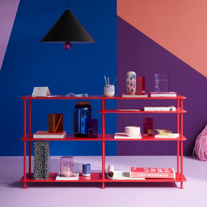 Système d'étagères gratuit avec clipboard 220100 de Montana en rouge porcelaine