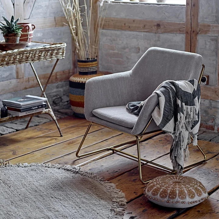 Tapis en fibre naturelle avec franges Ø 150 cm de Bloomingville en jute