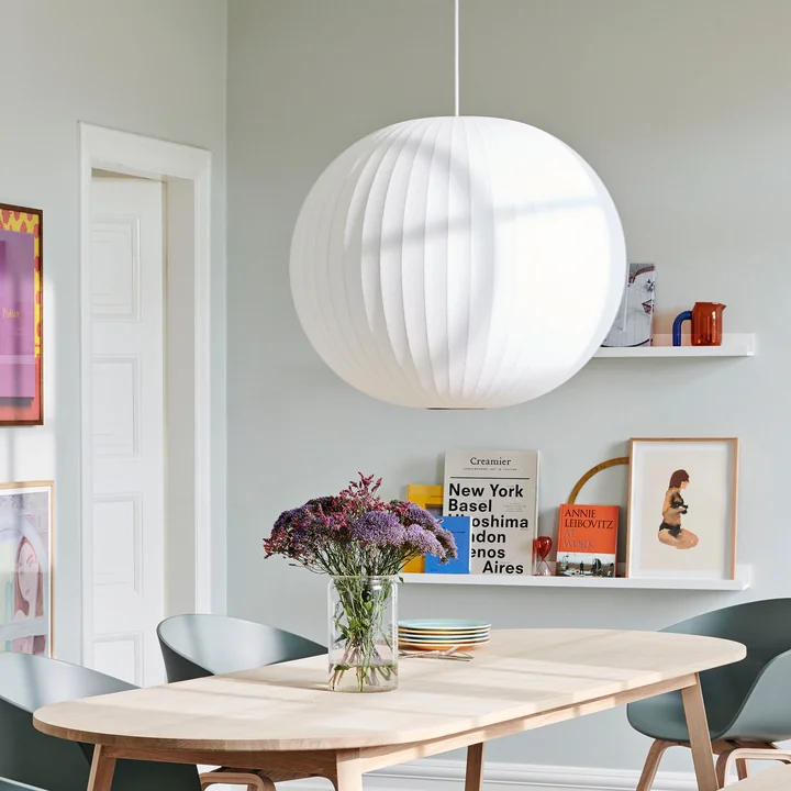 Pendentif boule boule Nelson L, Ø 68 x H 5 9. 5 cm, blanc cassé par HAY