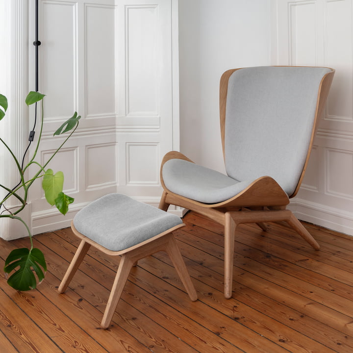 The Reader Fauteuil et ottoman de Umage en chêne naturel / silver grey