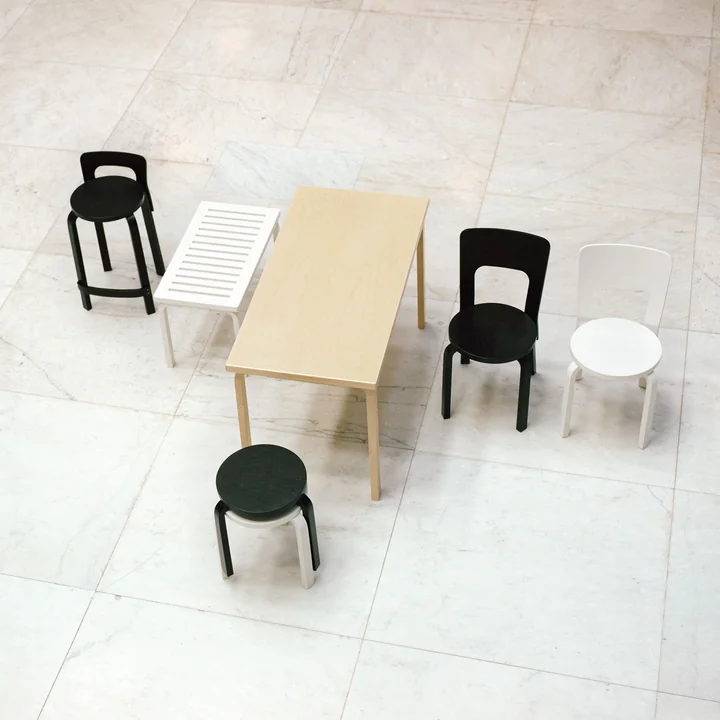 Banc 153, chaise 66 et tabouret 60 de Artek